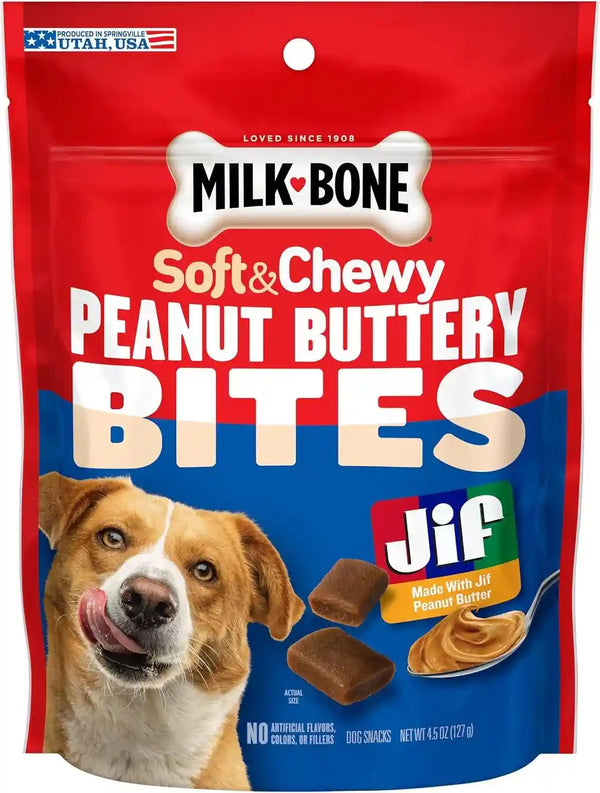 Milk-Bone Soft & Chewy Peanut Buttery Bites, 4.5 Oz. Bag | Soft Dog Treats with Jif Peanut Butter9
