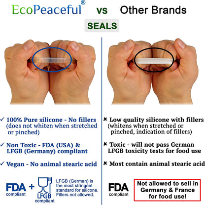 316 Surgical Stainless Steel Mason Jar Lids WIDE Mouth -ORIGINAL DESIGN- Stackable W/Pull-Tab Silicone Ring Seal. Rust-Proof, Airtight, Leak-Proof, Bpa-Free, Pvc-Free - Not for Canning4