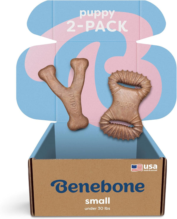 Benebone Puppy 2-Pack Dental Chew/Wishbone Dog Chew Toys, Made in USA, Real Bacon Flavor16
