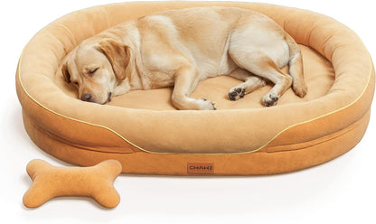 CWAWZ XL Orthopedic Dog Bed, Extra Large Dog Bed, Dog Sofa for Large Sized Dogs with Full-Surround Bolsters, Dual-Sided Dog Cooling Bed with Memory Foam, Washable Sofa with Nonslip Bottom, Light Grey12