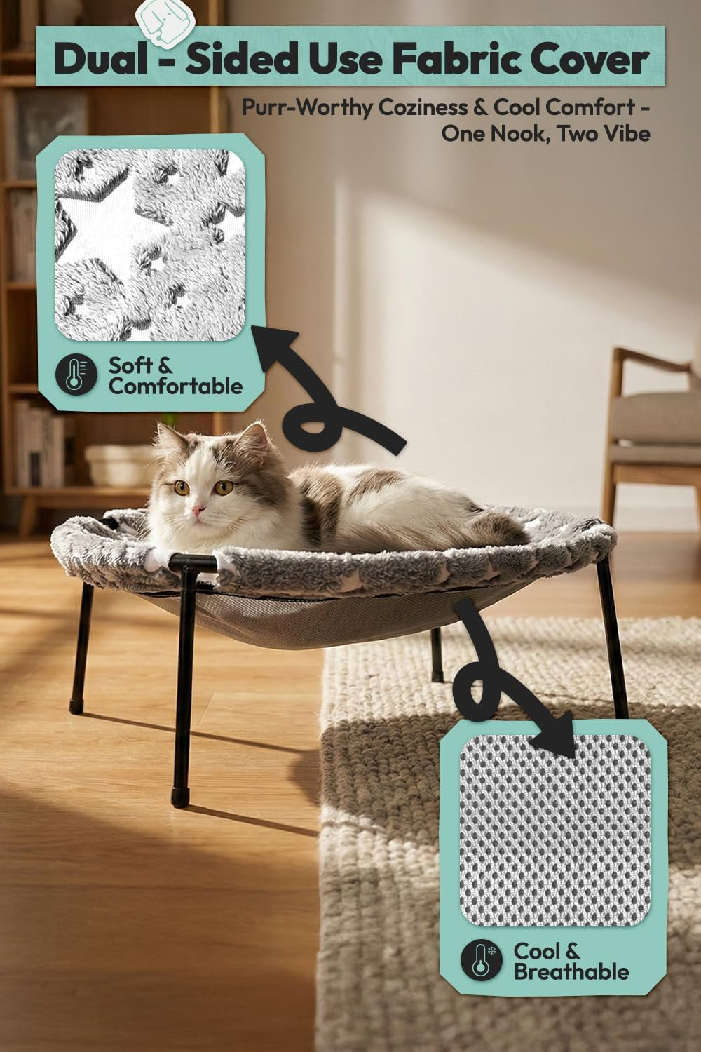 elevated-cat-bed-glow-in-the-dark-fabric-cat-hammock-bed-for-large-indoor-cats-machine-washable-breathable-cover-tool-free-easy-assembly-up-to-66lbs-gray-l