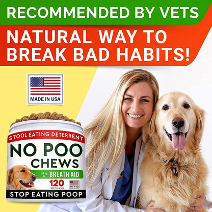 STRELLALAB No Poo Chews for Dogs - Coprophagia & Stool Eating Deterrent | Probiotics, Digestive Enzymes & Breath Aid Support - Stop Dog Poop Eating (120Ct, Turkey)5