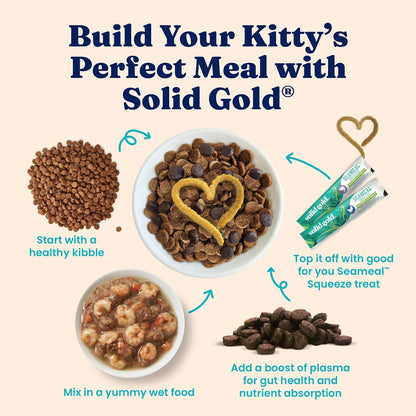 Solid Gold Lickable Cat Treats - Limited Ingredient Chicken Seameal™ Squeezable Healthy Cat Treats for Indoor Cats - Snack & Topper Squeeze Ups for Cats W/Seaweed for Gut & Immune Support - 3Oz/30Ct8