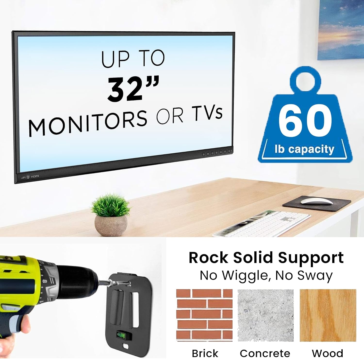 ultra-low-profile-fixed-tv-wall-mount-for-13-to-32-inch-screens-slim-tv-wall-mount-fits-vesa-75-and-100-mm-flush-tv-bracket-0-55-design-with-60-lb-capacity-built-in-bubble-level