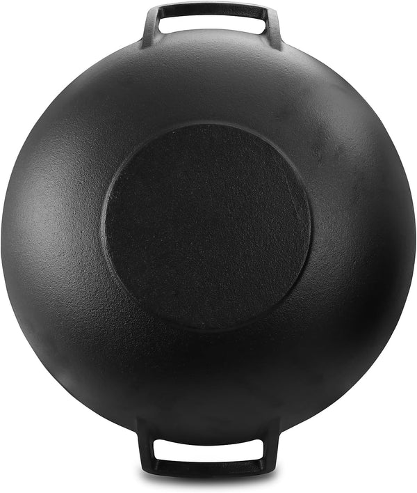 Megachef 2 Piece 14 Inch Heavy Duty Cast Iron Wok with Wood Lid2