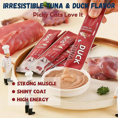 Pawmate Lickable Tuna & Duck Cat Treats, High Moisture Wet Cat Squeeze | Urinary Health & Hydration, Creamy Cat Puree for Kittens & Adult Cats, Grain-Free, 20 Tubes X 15G5