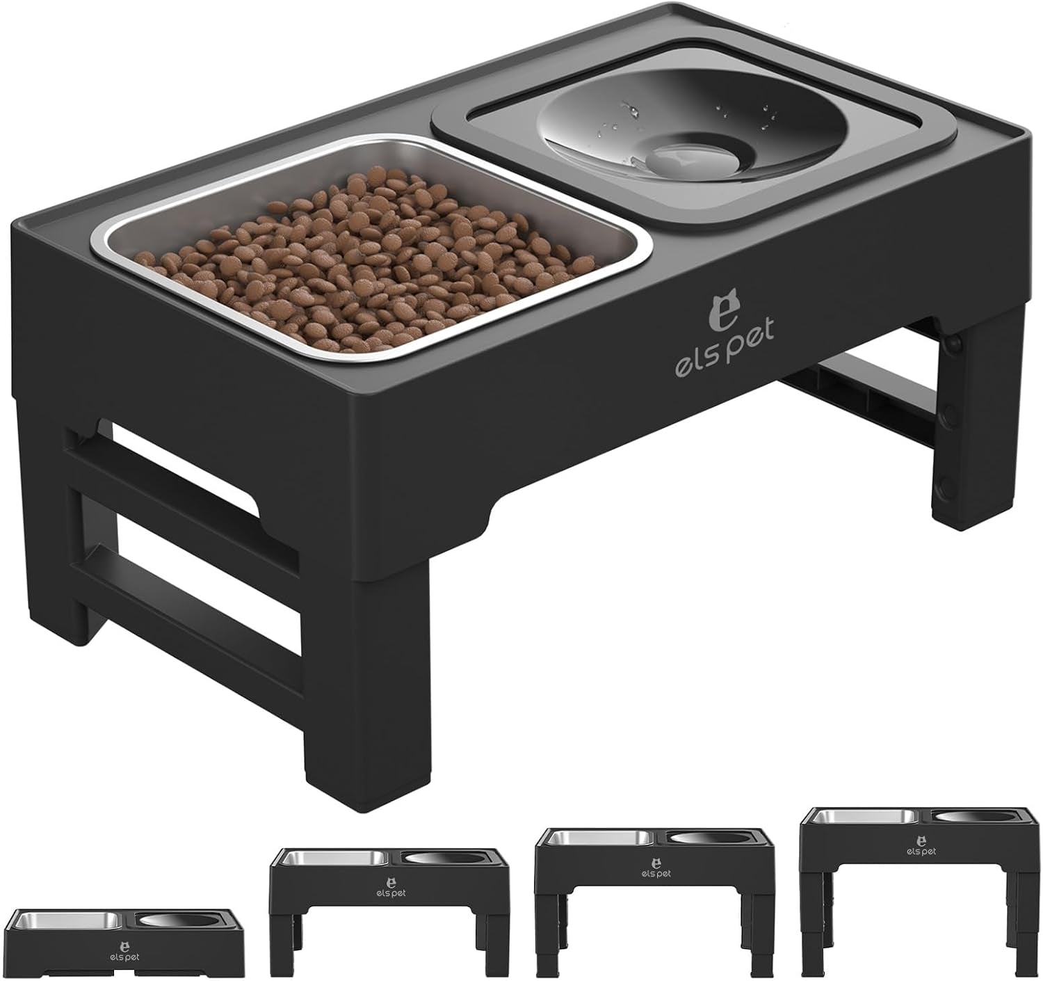 els-pet-adjustable-elevated-dog-bowls-no-spill-water-bowl-and-slow-feeder-adjustable-height-3-to-11-inch-small-medium-large-dog-slow-feeder-insert-no-spill-water-bowl-anti-slip-feet-removable