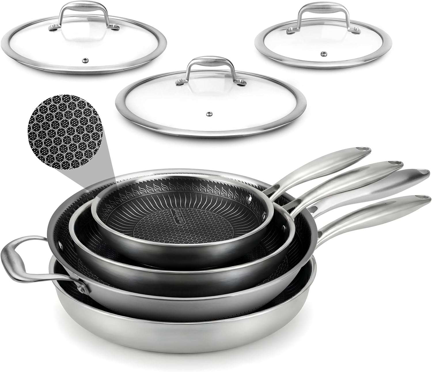 7-piece-tri-ply-stainless-steel-frying-pan-set-wok-nonstick-induction-compatible-oven-safe-scratch-resistant-dishwasher-safe