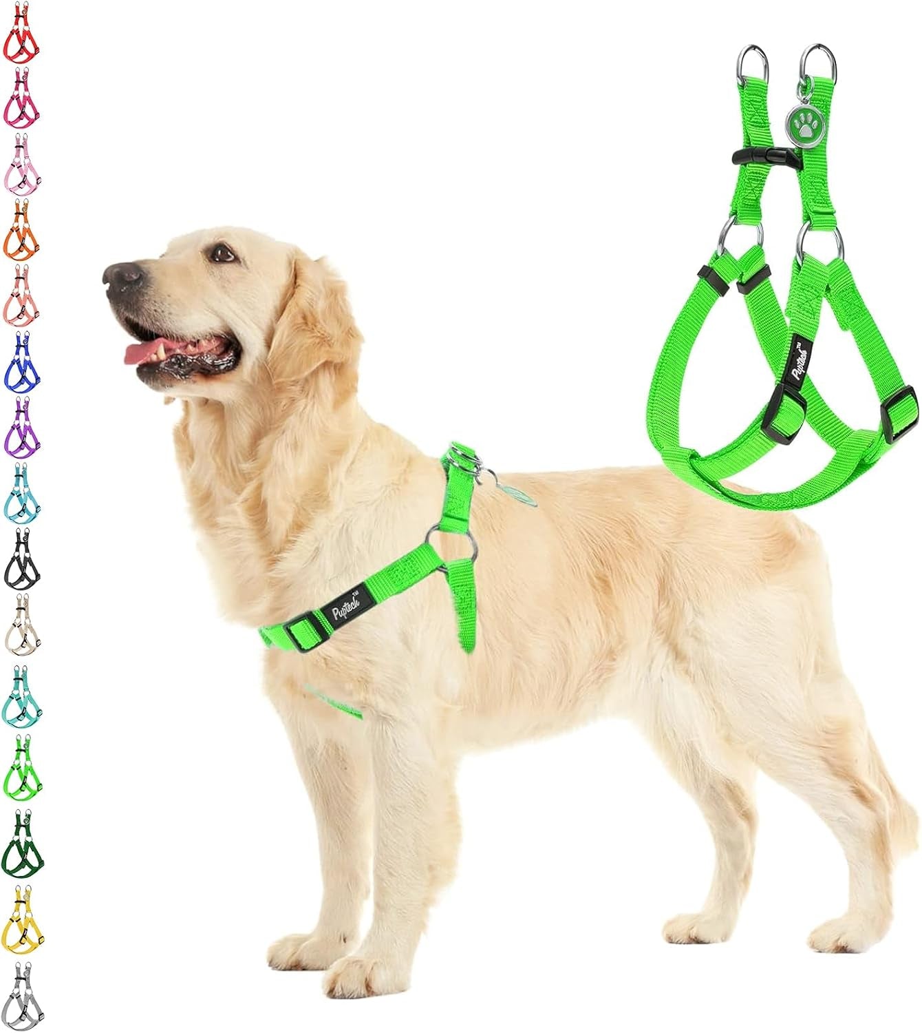 pupteck-no-pull-dog-harness-soft-adjustable-basic-nylon-step-in-puppy-vest-outdoor-walking-with-id-tag