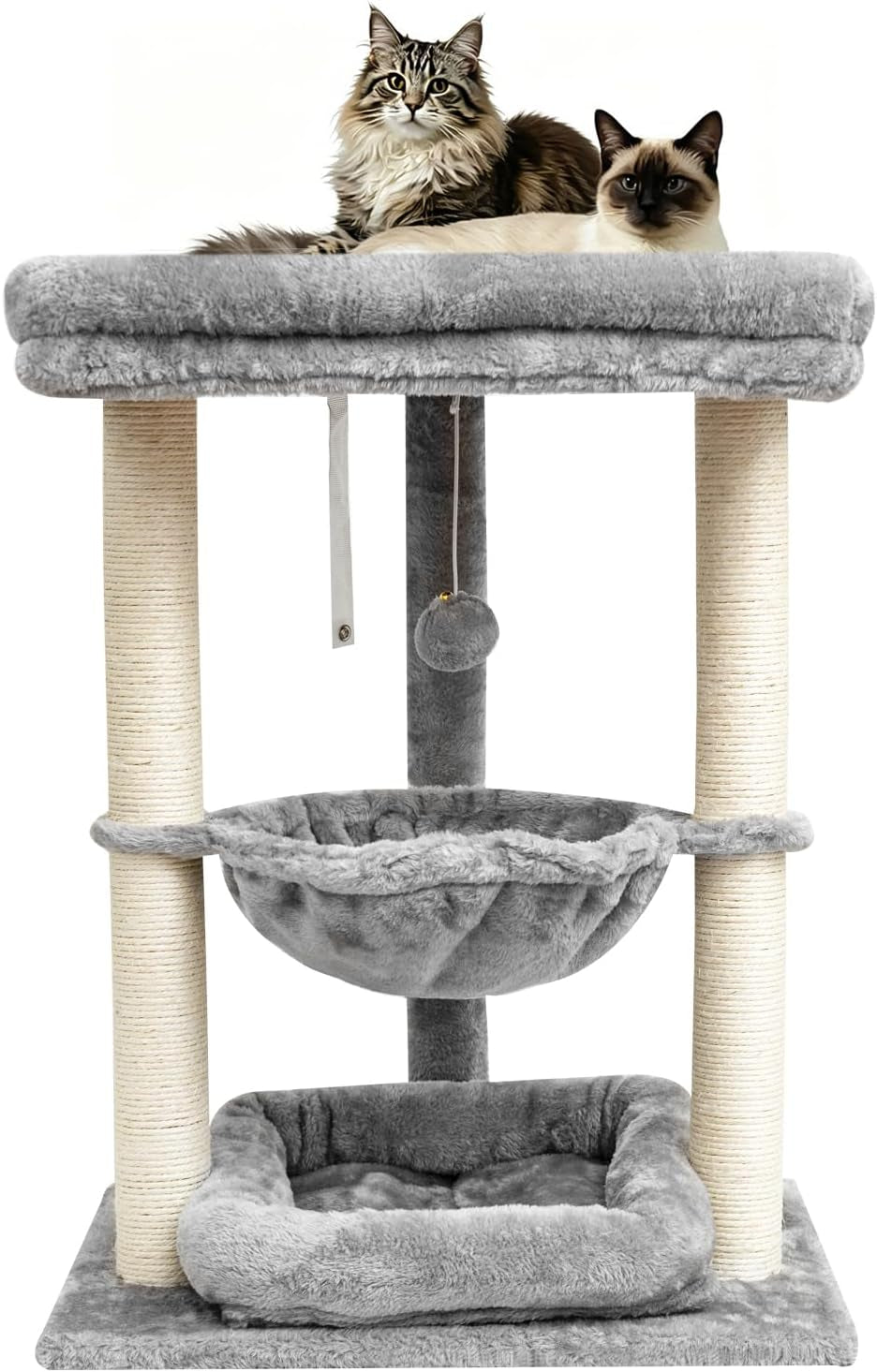 syandlvy-leopard-print-small-cat-tree-with-top-perch-hammock-bottom-bed-3-level-natural-sisal-scratching-post-tower-with-hanging-bell-ball-and-anti-tip-strap-stable-indoor-cat-furniture