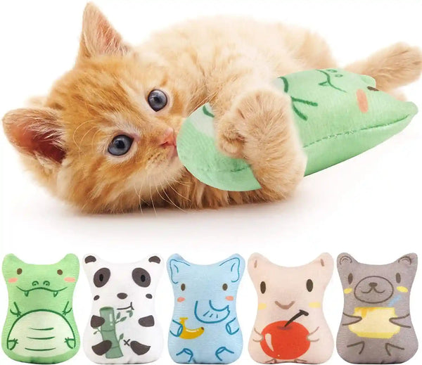 Catnip Toys for Indoor Cats - 5PCS Plush Cat Chew Toys Teething Interactive Catnip Filled Kitten Toy Soft Pet Toy1