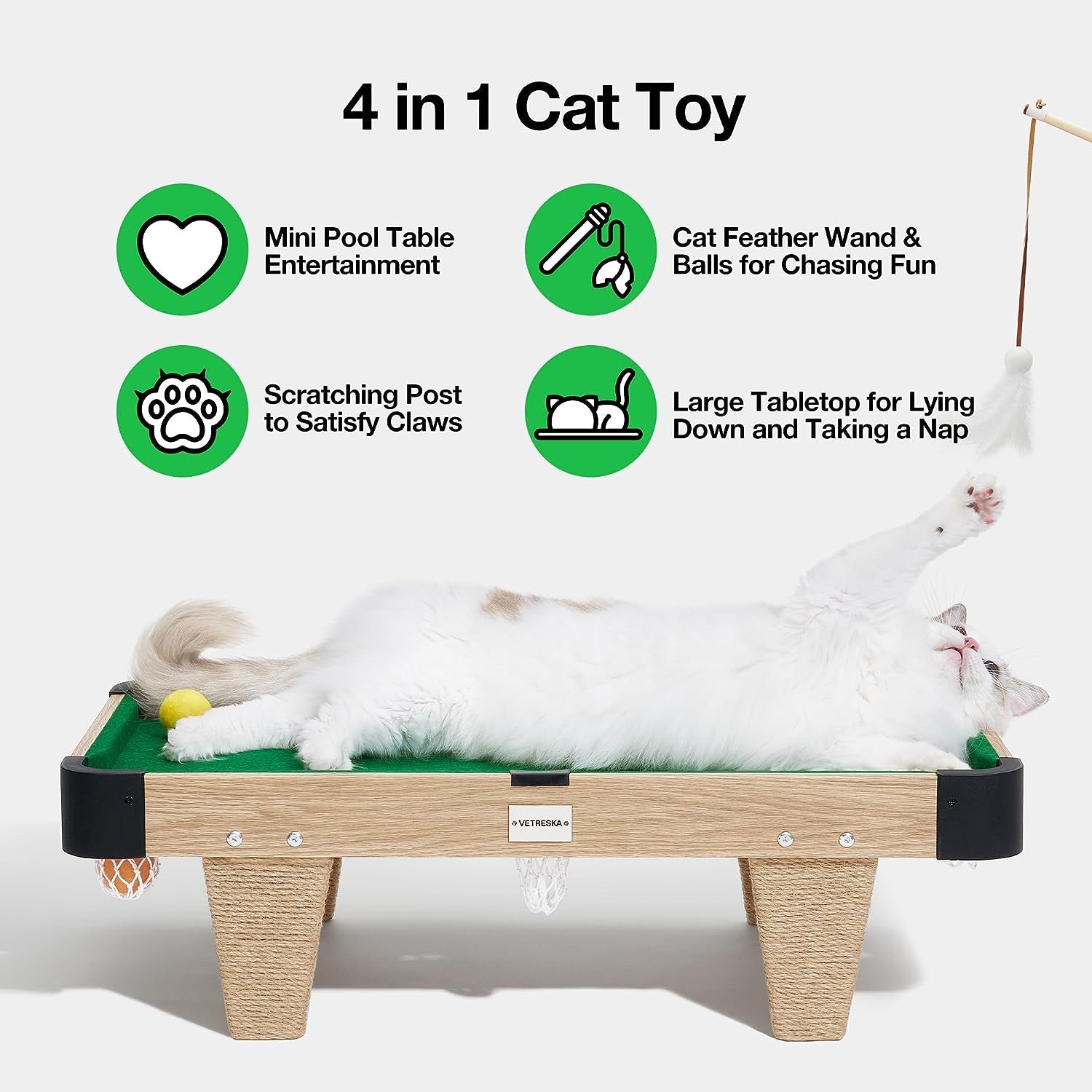 vetreska-4-in-1-cat-toys-mini-pool-table-gift-for-cats-feather-wand-toy-cat-billiard-ball-puzzle-toy-pool-table-with-scratching-post-cat-interactive-exercise-play-rest-beds-furniture-cats-toys-gift-feather-wand-toy-cat-billiard-ball-puzzle-toy-pool-table-w-scratching-post-activity-fun-furniture