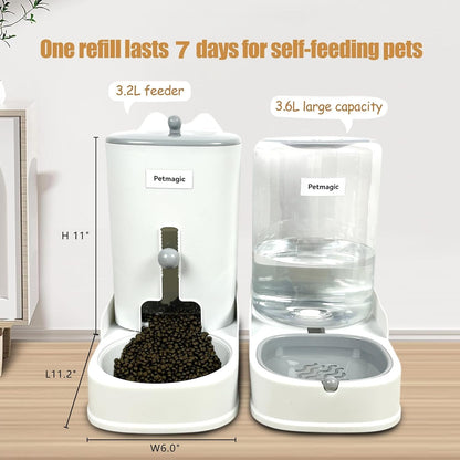 Gravity Cat Feeder by Petmagic Is a 3.6L Large-Capacity Cat Food and Water Bowl Set. This Two-Piece Set Is Suitable for Pet Feeding, Including Small and Medium-Sized Dogs, Kittens.5