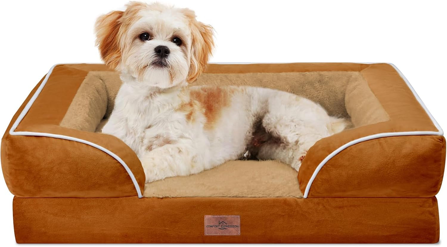 comfort-expression-orthopedic-dog-bed-for-extra-large-dogs-with-bolster-waterproof-dog-couch-bed-with-washable-cover-non-slip-bottom-supportive-egg-crate-foam-xl-pet-bed-42x30-inch