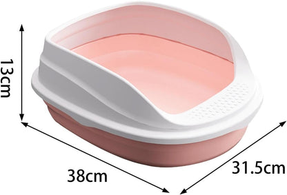 High-Sided Litter Pan for Cats, Rabbits, Hamsters - Easy Clean Potty Toilet with Raised Walls for Small & Medium Pets- 38Cm7