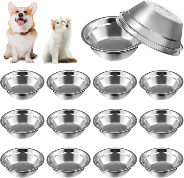 15 Pcs Stainless Steel Dog Bowls, Metal Cat Dog Water Food Bowl, Small Dogs Bowls, Pet Bowls, Puppy Dogs Dish, Pet Water Bowl for Small Cats Rabbits Puppy (15 Fl Oz)1