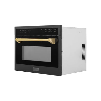 ZLINE Autograph Edition 24" 1.6 Cu Ft. Built-In Convection Microwave Oven in Black Stainless Steel and Gold Accents2