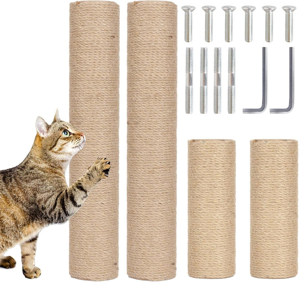 Powerking Natural Sisal Replacement Scratching Post, 15.7'' 2 Pieces M8 Cat Scratch Post Refill Pole Parts for Refurbishment, Include Screws (White)12