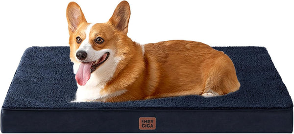 EHEYCIGA Orthopedic Dog Bed Large with Removable Washable Cover,Grey,41X27 | Egg Crate Foam Support,Durable Oxford Fabric,Non-Slip Bottom,Machine Washable,Soft Waterproof Plush Pet Bed Mat for Crate82