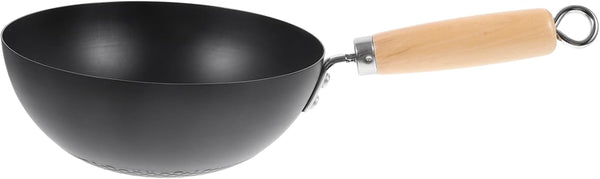 Iron Wok Japanese Frying Pan for Gas Stove round Bottom Wok Pan Small Cookware for Stir Fry Eggs Potatoes Meat and Home Kitchen Use 14.56 X 7.87 X 3.54 In1