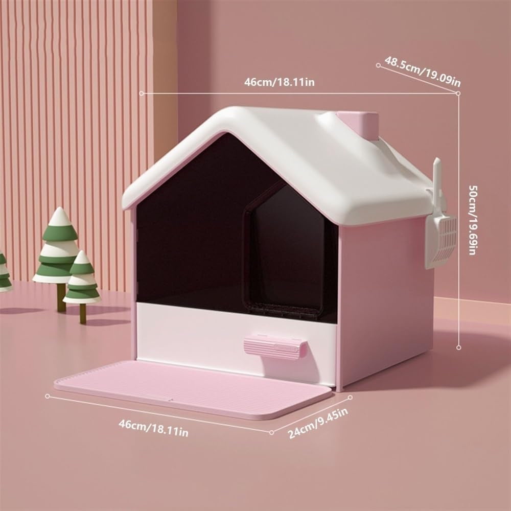 pet-supplies-hooded-cat-litter-box-privacy-no-mess-portable-easy-cleanpink