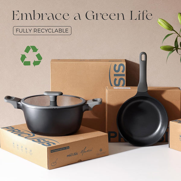 Pots and Pans Set Nonstick, 21Pcs Induction Compatible, Stay Cool Handle, Fully Coated, 100% Dishwasher Safe, PFOA Free Omelet Pans, Warp Resistant (Black Sesame)9