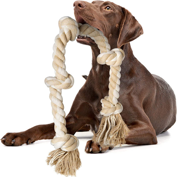 Fida Dog Rope Toys for Large/Medium Aggressive Chewers, Tough Cotton Chew Toy, 3 Feet 5 Knots Indestructible, Tug of War Dog Pull Rope Teeth Cleaning1