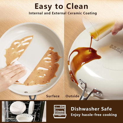 8" Nonstick Ceramic Frying Pan, Small Pan Non Toxic, White | PTFE & PFAS & PFOA Free Ceramic Coating, Dishwasher/Oven Safe, Induction Compatible, Suitable for All Stovetops5