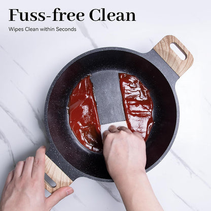 Pots and Pans Set Non Stick, 13Pcs Kitchen Cookware Sets, Granite Stone Induction Cookware Non Stick Cooking Set W/Frying Pans, Saucepans, Sauté Pan (PFOA Free), Black5