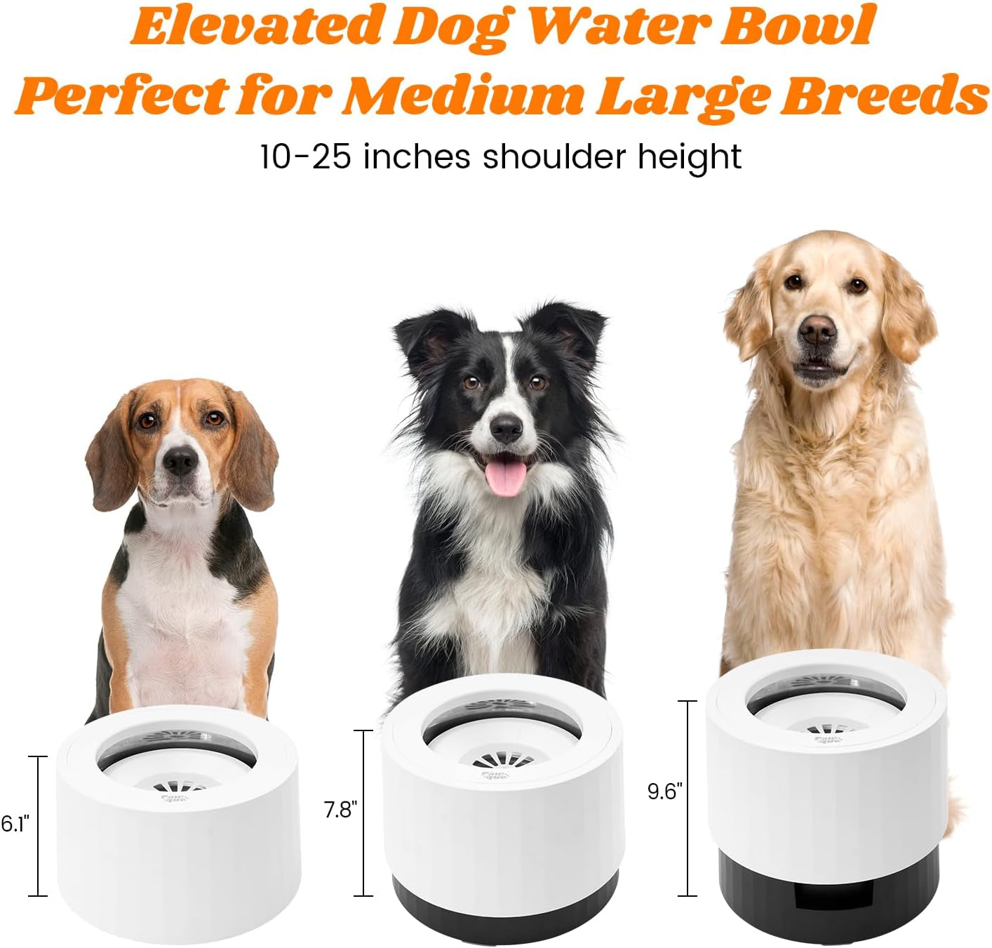 pawque-raised-95oz-slow-drinking-dog-water-bowl-no-spill-medium-large-breed-single-elevated-stainless-steel-water-bowl-with-floating-disc-stable-sturdy-base-and-snap-on-adjustable-height-stand