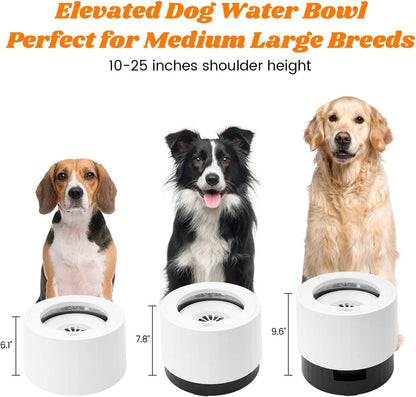 Pawque Raised 95Oz Slow Drinking Dog Water Bowl No Spill Medium Large Breed | Single Elevated Stainless Steel Water Bowl with Floating Disc, Stable Sturdy Base and Snap on Adjustable Height Stand2