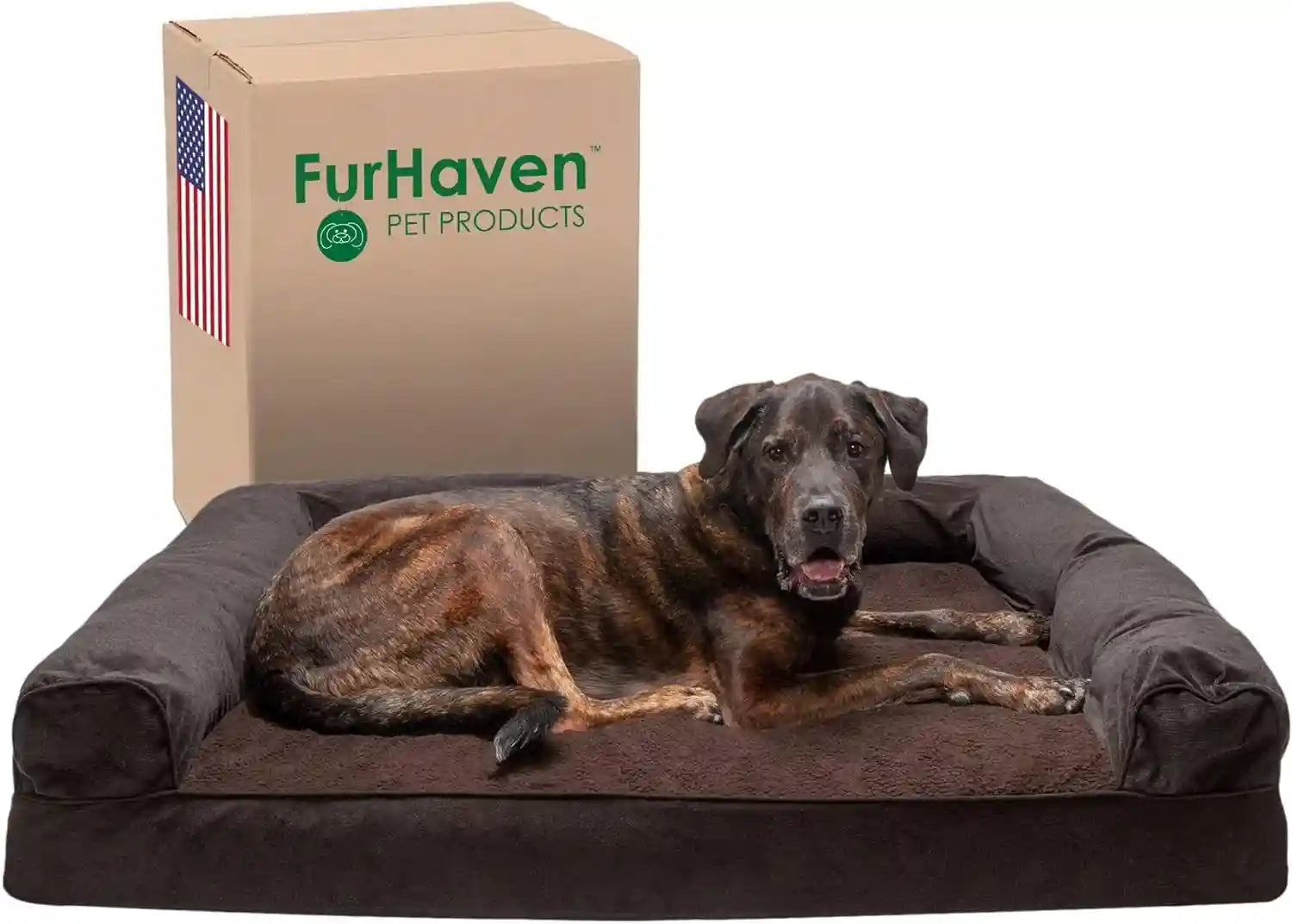 furhaven-memory-foam-dog-bed-for-medium-small-dogs-w-removable-bolsters-washable-cover-for-dogs-up-to-35-lbs-luxe-faux-fur-performance-linen-sofa-woodsmoke-medium