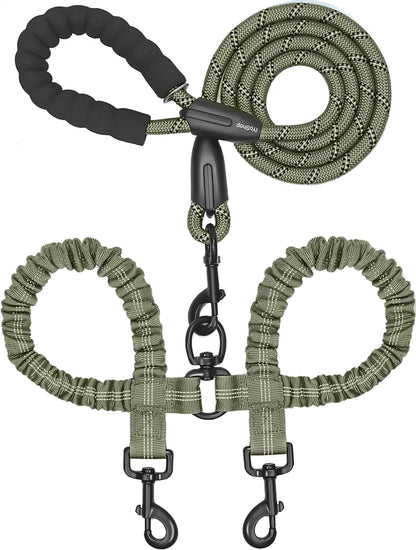 Iyoshop Dual Dog Leash - 360° Swivel, No Tangle Walking Leash with Shock Absorbing Bungee for Two Dogs (Large, 25-150 Lbs, Black)11