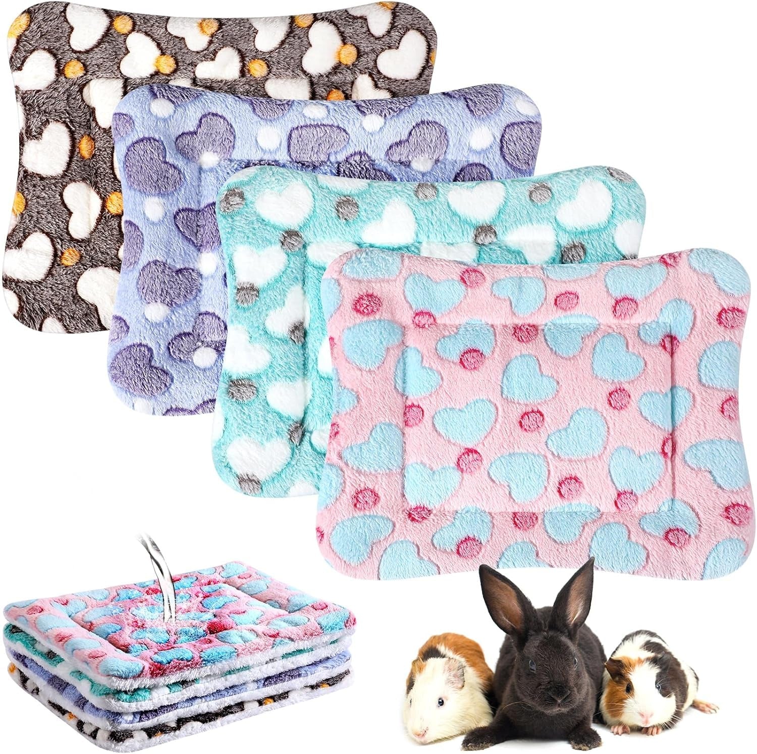 haull-4-pcs-waterproof-guinea-pig-bedding-soft-dog-cat-bed-crate-mat-small-animal-plush-cage-liners-rabbit-bunny-kennel-pad-reversible-cozy-pee-thickened-hamster-padtie-dyed-13-x-10-inch