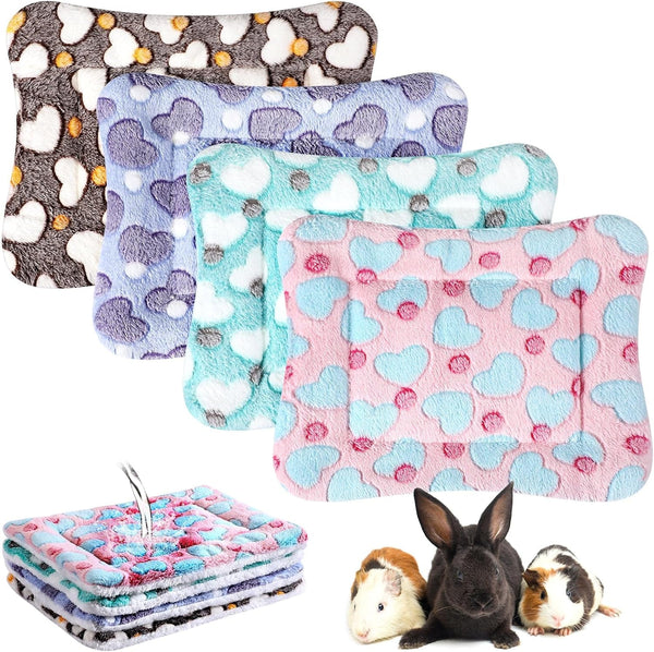 Haull 4 Pcs Waterproof Guinea Pig Bedding Soft Dog Cat Bed Crate Mat Small Animal Plush Cage Liners Rabbit Bunny Kennel Pad Reversible Cozy Pee Thickened Hamster Pad(Tie Dyed,13 X 10 Inch)19