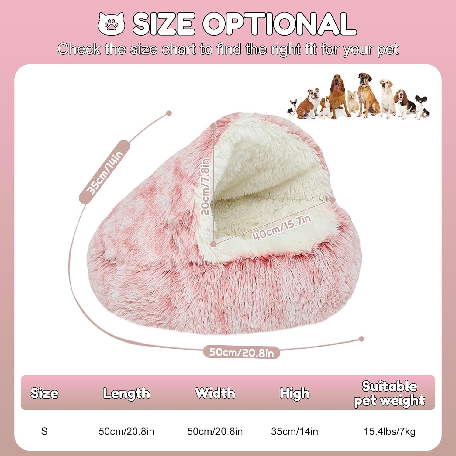 suoxu-anti-anxiety-cat-bed-plush-hooded-cave-20-in-diameter-suitable-for-small-to-medium-pets-pink