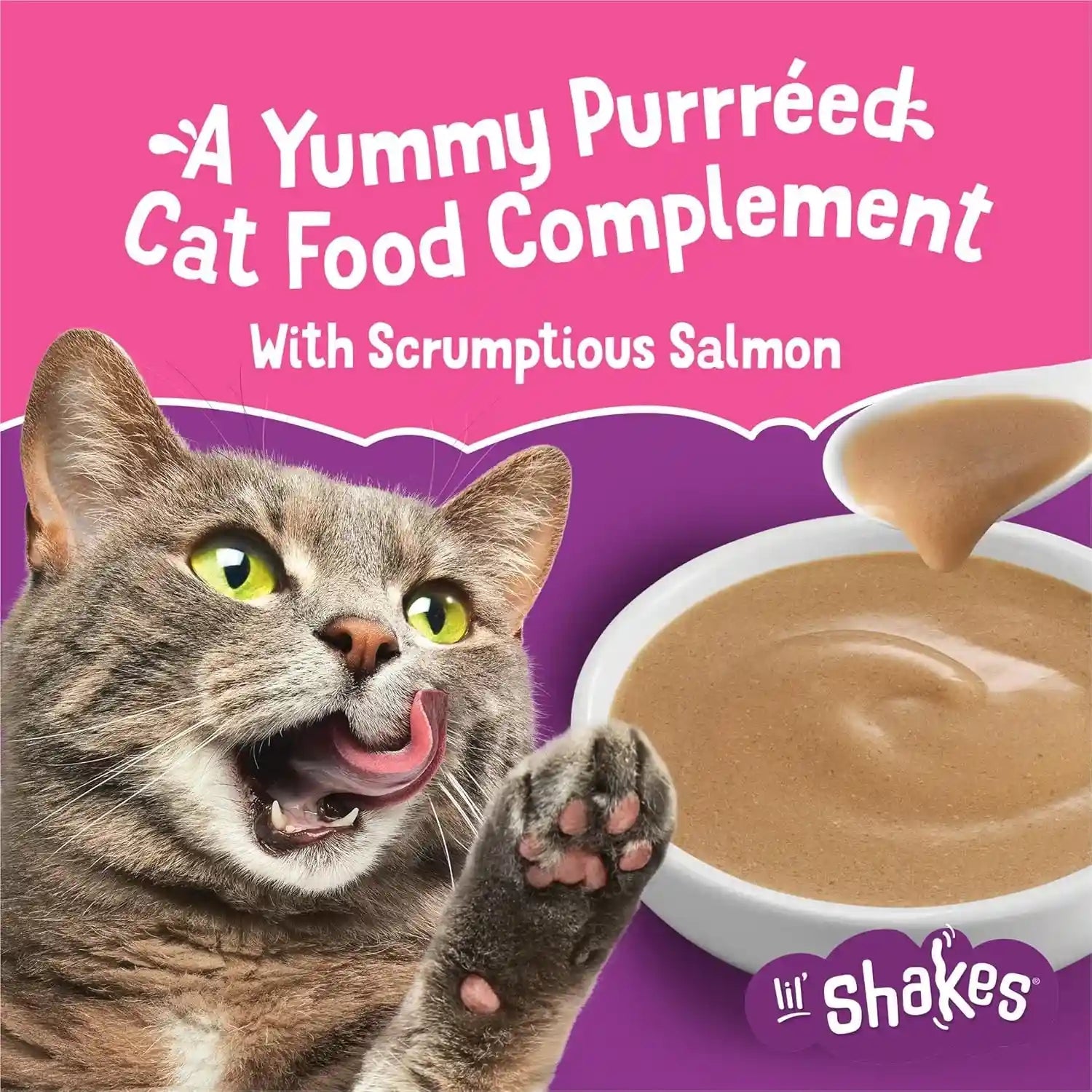purina-friskies-pureed-cat-food-topper-lil-shakes-with-scrumptious-salmon-lickable-cat-treats-pack-of-16-1-55-oz-pouches
