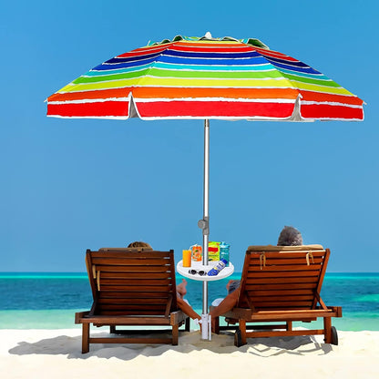 13" Portable Beach Umbrella Table Tray White | for Beach, Patio, Garden, Swimming Pool with Cup Drinks Holders, Snack Compartments Lightweight and Easy to Carry4