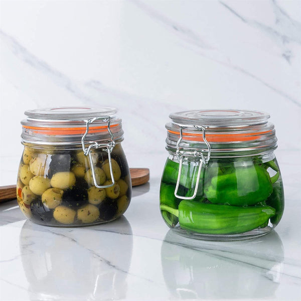 25 Oz Glass Jars with Airtight Lids and Leak Proof Rubber Gasket,Wide Mouth Mason Jars with Hinged Lids for Kitchen Canisters 750Ml, Glass Storage Containers3