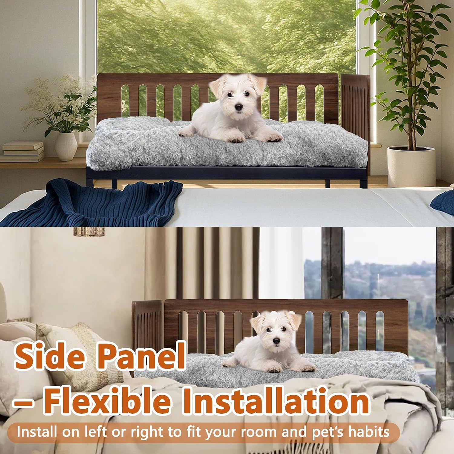 beside-dog-bed-2-panels-adjustable-height-dog-bunk-beds-25-5-x18-metal-dogs-bed-frame-with-cushion-medium