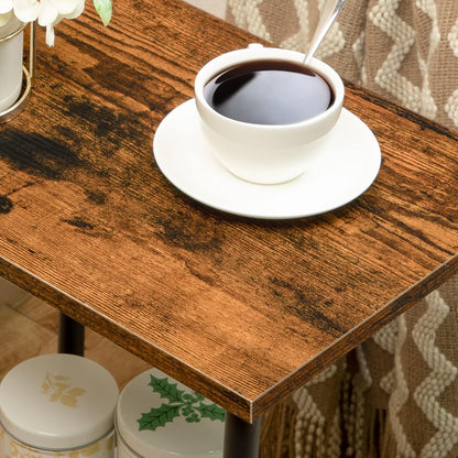 End Table, Small Side Table, Nightstand with 2-Layer Storage Shelves, Sofa Table for Small Spaces, Living Room, Bedroom, Stable Frame, Easy Assembly, Rustic Brown BF09BZ019