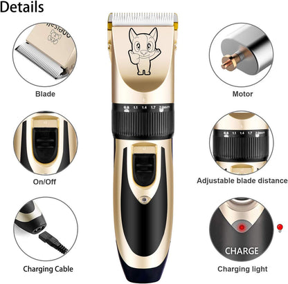 Highdas Dog Clippers for Grooming Low Noise, Cordless Electric Dog Grooming Kit Clippers Rechargeable, Quiet Dog Shaver, Pet Hair Trimmer Kit for Dogs & Cats (Gold)6