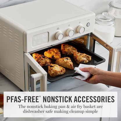French Door Air Fryer Toaster & Convection Oven 34QT, Linen | 12-In-1 Countertop Oven, Bake, Broil, Roast, Fits 12” Pizza, Dehydrate, Air Fry Basket, Oven Rack, Rotisserie, Cream White8