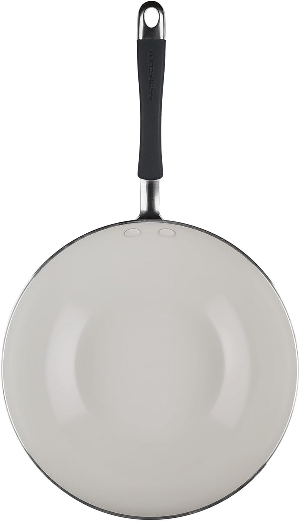 Cucina Ceramic Nonstick Stir Fry Pan and Lid, 11 Inch Non Stick Wok Pan, Dishwasher Safe - Peppercorn10