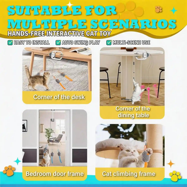Interactive Cat Toy, Electric Cat Teaser, Door Clip, 2 Motion Modes,Gray | 360° Rotation • Random Jumping • Type-C Rechargeable • Door Clip Design • for Indoor Cats7