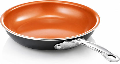 9.5 Inch Copper Non Stick Frying Pans Skillet | Ceramic Non Toxic Coating Made without PFOA/PTFE/PFOS, Lightweight, Stay Cool Handle, Oven and Dishwasher Safe1