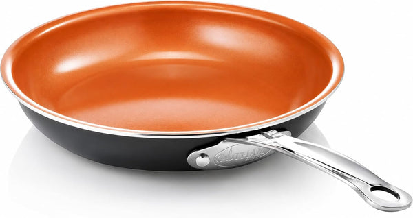 9.5 Inch Copper Non Stick Frying Pans Skillet | Ceramic Non Toxic Coating Made without PFOA/PTFE/PFOS, Lightweight, Stay Cool Handle, Oven and Dishwasher Safe1