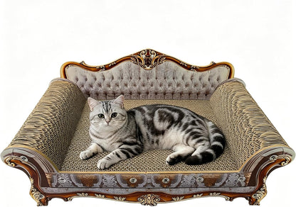 Luxury Cardboard Cat Scratcher Sofa Bed, Couch Shaped Scratching Board, Scratch Lounge with Catnip, Scratcher for Indoor Cats Large Grey12