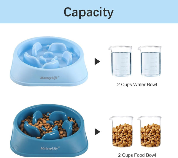 Mateeylife 2-Pack Slow Feeder Dog Bowls, 2 Cups, Dog Puzzle Feeder Bowl | Food-Contact Safe, Dishwasher Safe, Non-Slip Base, Maze Design, for Fast Eaters, for Dogs and Cats, Daily Mealtimes5