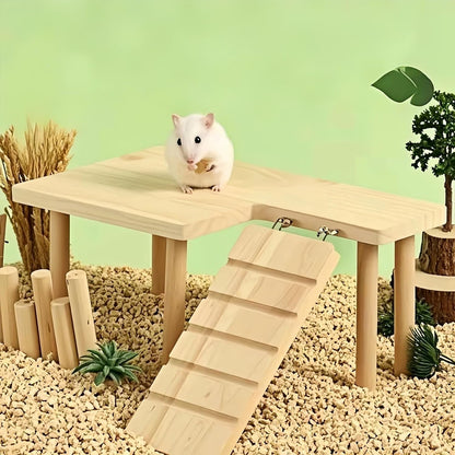 Wooden Hamster Platform for Hamster Cage Accessories Climbing Toys Dwarf Syrian Hamster Gerbil Rat Mice Degus or Other Small Pets (Rectangle)4
